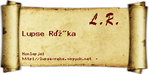 Lupse Réka névjegykártya